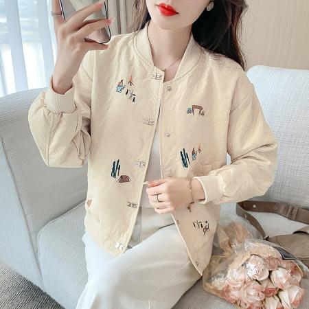 FA44932# 秋季新款百搭刺绣棒球服外套女夹克上衣 服裝批發女裝批發服飾貨源