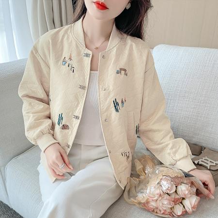 FA44932# 秋季新款百搭刺绣棒球服外套女夹克上衣 服裝批發女裝批發服飾貨源