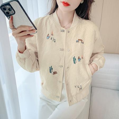 FA44932# 秋季新款百搭刺绣棒球服外套女夹克上衣 服裝批發女裝批發服飾貨源