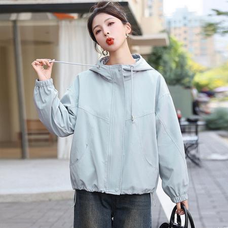 FA44934# 连帽冲锋衣外套女春秋季宽松户外运动防风夹克上衣潮 服裝批發女裝批發服飾貨源