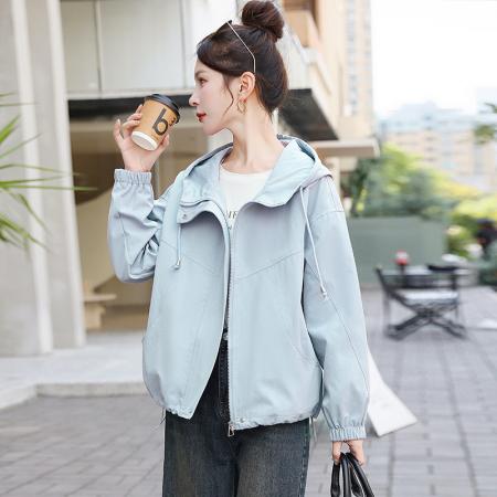 FA44934# 连帽冲锋衣外套女春秋季宽松户外运动防风夹克上衣潮 服裝批發女裝批發服飾貨源