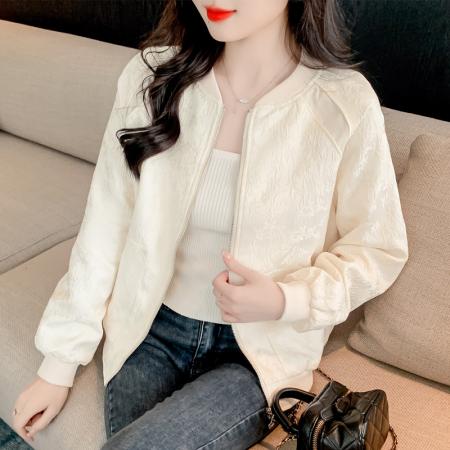 FA44937# 小个子别致外套女春季新款时尚提花高级短款棒球服上衣 服裝批發女裝批發服飾貨源