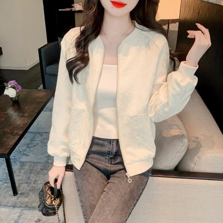 FA44937# 小个子别致外套女春季新款时尚提花高级短款棒球服上衣 服裝批發女裝批發服飾貨源
