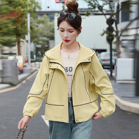 FA44939# 新款春秋女士爆款连帽小个子超好看短外套风衣上衣外套 服裝批發女裝批發服飾貨源