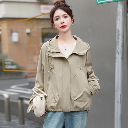 FA44940# 秋装新款外套时尚减龄风洋气夹克上衣连帽外套女 服裝批發女裝批發服飾貨源