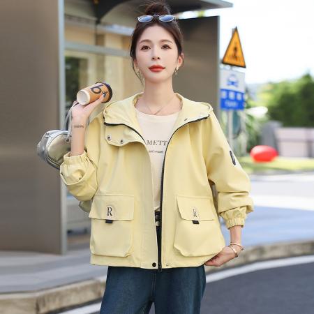 FA44942# 连帽冲锋衣外套女短款春秋秋季新款女士休闲上衣夹克 服裝批發女裝批發服飾貨源