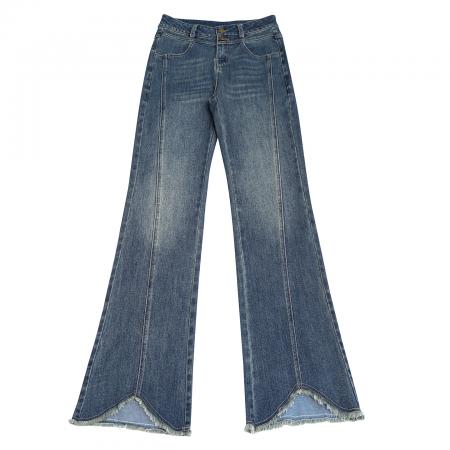 FA44953# 复古微喇牛仔裤女春秋新款高腰窄版显瘦百搭休闲垂感喇叭裤子 服裝批發女裝批發服飾貨源