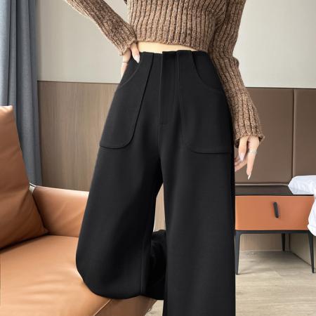 FA45009# 秋冬新款毛呢阔腿裤镰刀西装裤高腰窄版休闲拖地裤女 服裝批發女裝批發服飾貨源