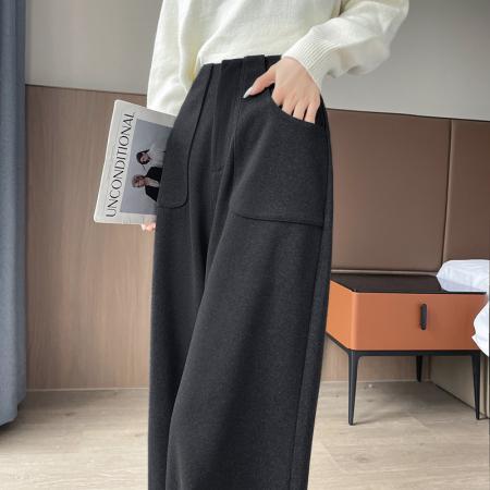 FA45009# 秋冬新款毛呢阔腿裤镰刀西装裤高腰窄版休闲拖地裤女 服裝批發女裝批發服飾貨源