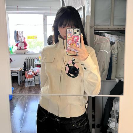 FA45022# 早秋穿搭韩系轻薄短款外套女春新款美式复古气质机车夹克上衣 服裝批發女裝批發服飾貨源