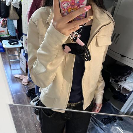 FA45022# 早秋穿搭韩系轻薄短款外套女春新款美式复古气质机车夹克上衣 服裝批發女裝批發服飾貨源