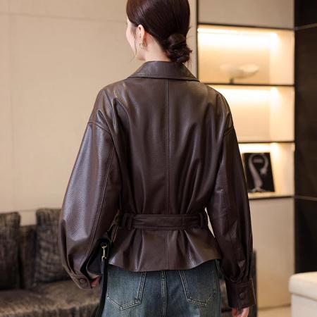 FA45024# 爆款宋佳同款衬衫皮衣外套秋冬新款收腰修身时尚气质减龄上衣 服裝批發女裝批發服飾貨源