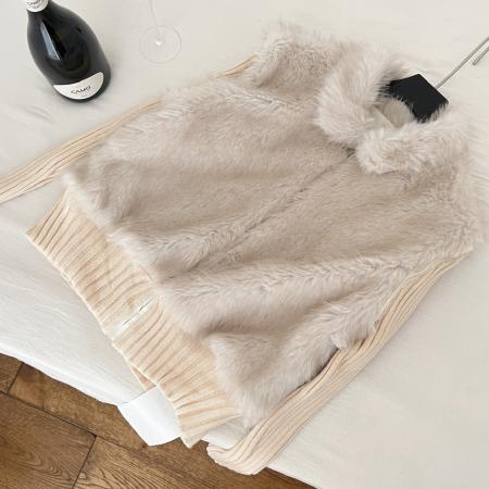 FA45057# 甄选西班牙进口国王托卡三色直毛皮毛一体外套袖子可脱卸马甲 服裝批發女裝批發服飾貨源