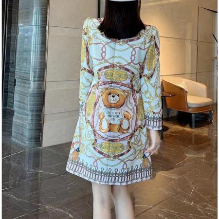 FA45151# 高级感时尚名媛轻奢气质婚宴小礼服秋季小熊印花显瘦连衣裙女 服裝批發女裝批發服飾貨源
