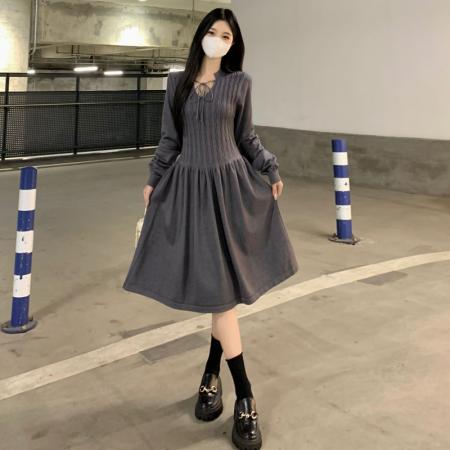 FA45159# 大码女装温柔气质韩系显瘦连衣裙秋冬毛衣打底裙子 服裝批發女裝批發服飾貨源
