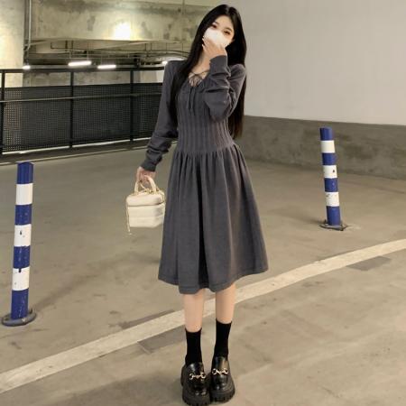 FA45159# 大码女装温柔气质韩系显瘦连衣裙秋冬毛衣打底裙子 服裝批發女裝批發服飾貨源