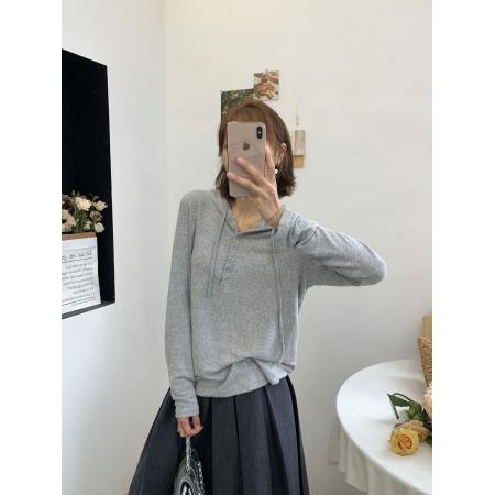 FA45183# 韩版修身显瘦纯色连帽长袖女休闲百搭上衣T恤ins潮 服裝批發女裝批發服飾貨源