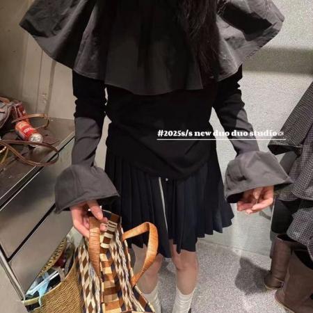 FA45189# 韩式春秋女装百搭修身显瘦荷叶边叠穿内搭长袖T恤上衣外穿 服裝批發女裝批發服飾貨源