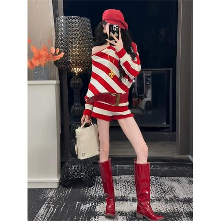 FA45259# 韩版慵懒风条...