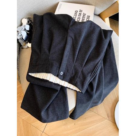 FA45288# 毛呢阔腿裤女秋冬新款慵懒风厚款山本阔腿长裤子女冬外穿 服裝批發女裝批發服飾貨源