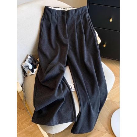 FA45288# 毛呢阔腿裤女秋冬新款慵懒风厚款山本阔腿长裤子女冬外穿 服裝批發女裝批發服飾貨源