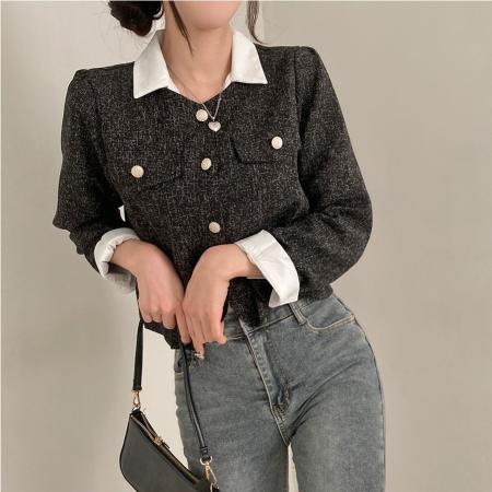 FA45319# 小香风短外套女长袖秋装新款时尚气质夹克外搭开衫上衣百搭 服裝批發女裝批發服飾貨源