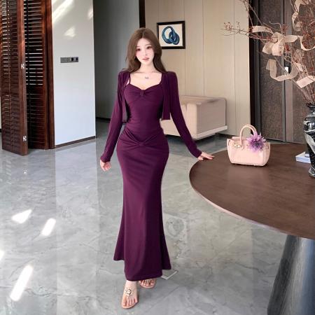 FA45328# 新款显瘦遮肉高弹百搭吊带+时尚包臀半身裙+高级感开衫三件套 服裝批發女裝批發服飾貨源