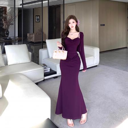 FA45328# 新款显瘦遮肉高弹百搭吊带+时尚包臀半身裙+高级感开衫三件套 服裝批發女裝批發服飾貨源