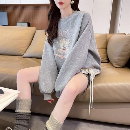 FA45333# 秋季曼巴棉圆领卡通印花长袖卫衣女潮 服裝批發女裝批發服飾貨源