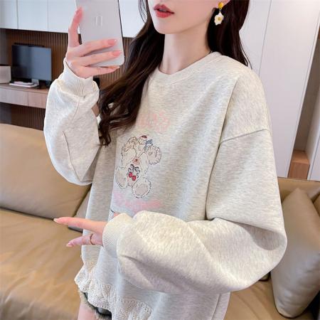 FA45333# 秋季曼巴棉圆领卡通印花长袖卫衣女潮 服裝批發女裝批發服飾貨源