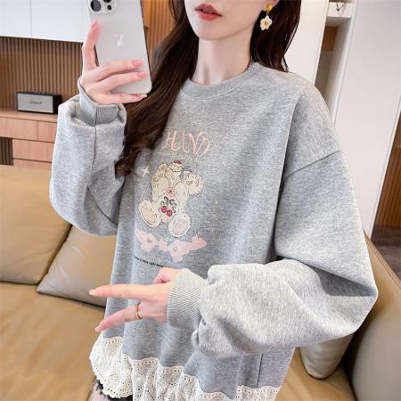 FA45333# 秋季曼巴棉圆领卡通印花长袖卫衣女潮 服裝批發女裝批發服飾貨源