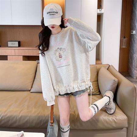 FA45333# 秋季曼巴棉圆领卡通印花长袖卫衣女潮 服裝批發女裝批發服飾貨源