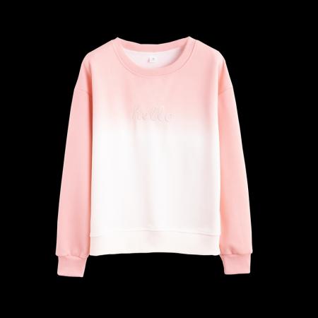 FA45334# 仿棉华棉复合渐变色早秋卫衣女新款设计感小个子宽松上衣 服裝批發女裝批發服飾貨源