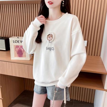 FA45338# 秋季新款韩版宽松圆领立体卡通装饰中长款薄款卫衣女 服裝批發女裝批發服飾貨源