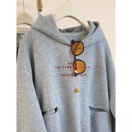 FA45340# 新款爆款小个子宽松帽衫短款上衣灰色连帽长袖卫衣外套女春秋 服裝批發女裝批發服飾貨源