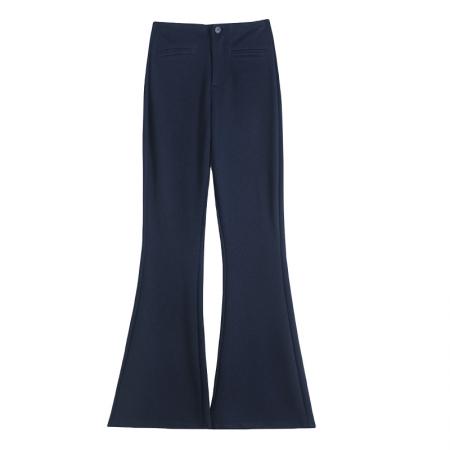 FA45346# 秋冬弹力牛仔棉高腰裤女拖地裤气质韩版阔腿裤女微喇叭裤子潮 服裝批發女裝批發服飾貨源