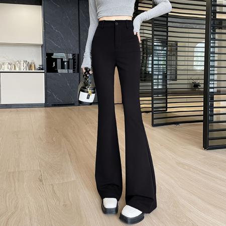FA45347# 秋冬季韩版休闲气质西装喇叭裤高级感小众洋气白色休闲裤女 服裝批發女裝批發服飾貨源