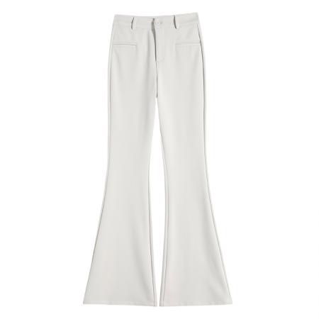 FA45347# 秋冬季韩版休闲气质西装喇叭裤高级感小众洋气白色休闲裤女 服裝批發女裝批發服飾貨源