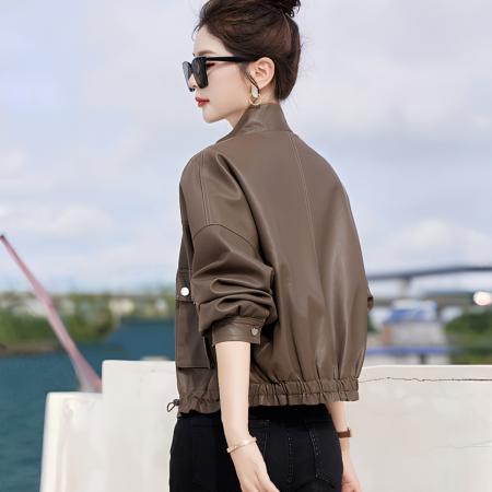 FA45357# pu皮衣外套女春秋装新新款高级感宽松短款机车皮夹克上衣潮 服裝批發女裝批發服飾貨源