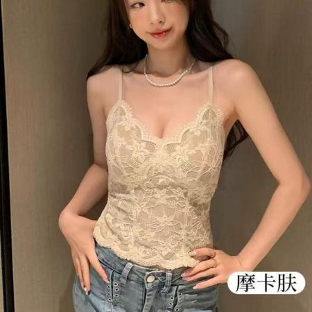 FA45401# 蕾丝磨毛吊带背心保暖内衣女带胸垫新款爆款秋冬内搭打底上衣 服裝批發女裝批發服飾貨源