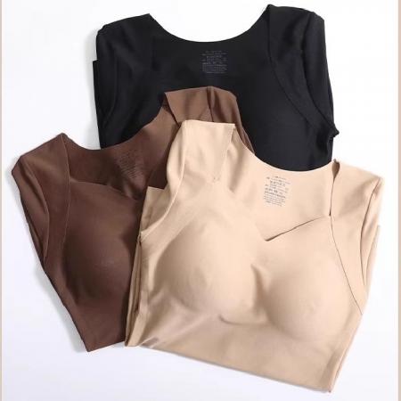 保暖上衣内搭打底女士秋冬长袖带胸垫可外穿肌底打底衫 服裝批發女裝批發服飾貨源