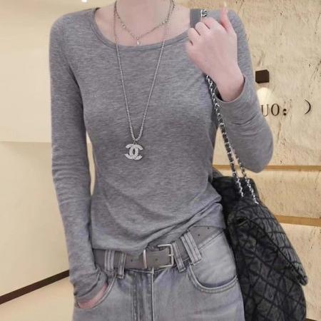 FA45421# 韩系气质后背网纱拼接长袖t恤女早秋季修身打底上衣 服裝批發女裝批發服飾貨源