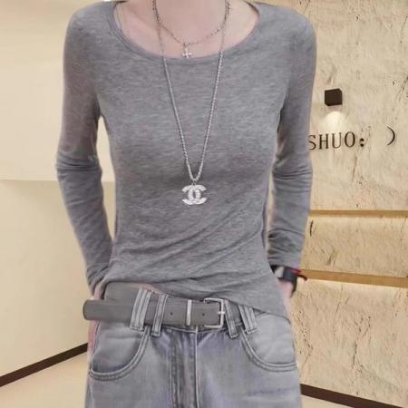 FA45421# 韩系气质后背网纱拼接长袖t恤女早秋季修身打底上衣 服裝批發女裝批發服飾貨源