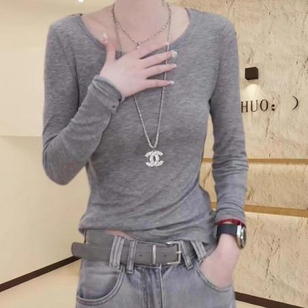 FA45421# 韩系气质后背网纱拼接长袖t恤女早秋季修身打底上衣 服裝批發女裝批發服飾貨源