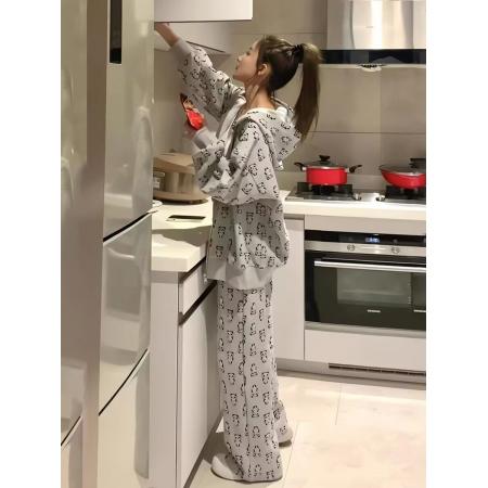网红时尚运动服套装女春秋设计感连帽休闲卫衣阔腿裤两件套 服裝批發女裝批發服飾貨源
