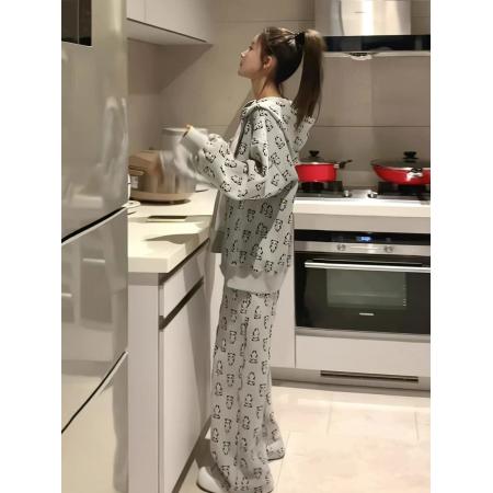 网红时尚运动服套装女春秋设计感连帽休闲卫衣阔腿裤两件套 服裝批發女裝批發服飾貨源