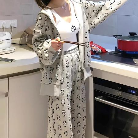网红时尚运动服套装女春秋设计感连帽休闲卫衣阔腿裤两件套 服裝批發女裝批發服飾貨源
