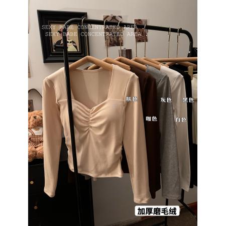 秋冬保暖磨毛加绒加厚内搭打底衫修身长袖上衣女 服裝批發女裝批發服飾貨源
