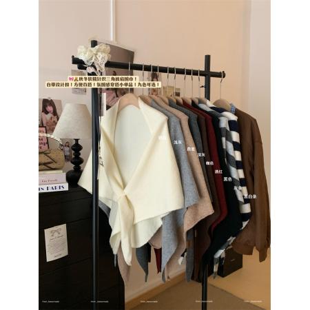 秋冬软糯针织三角披肩围巾氛围感穿搭单品女 服裝批發女裝批發服飾貨源