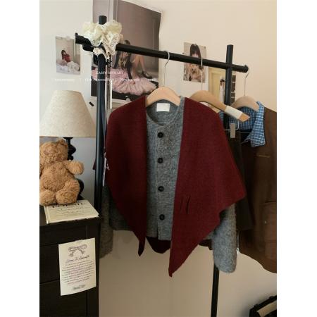 秋冬软糯针织三角披肩围巾氛围感穿搭单品女 服裝批發女裝批發服飾貨源